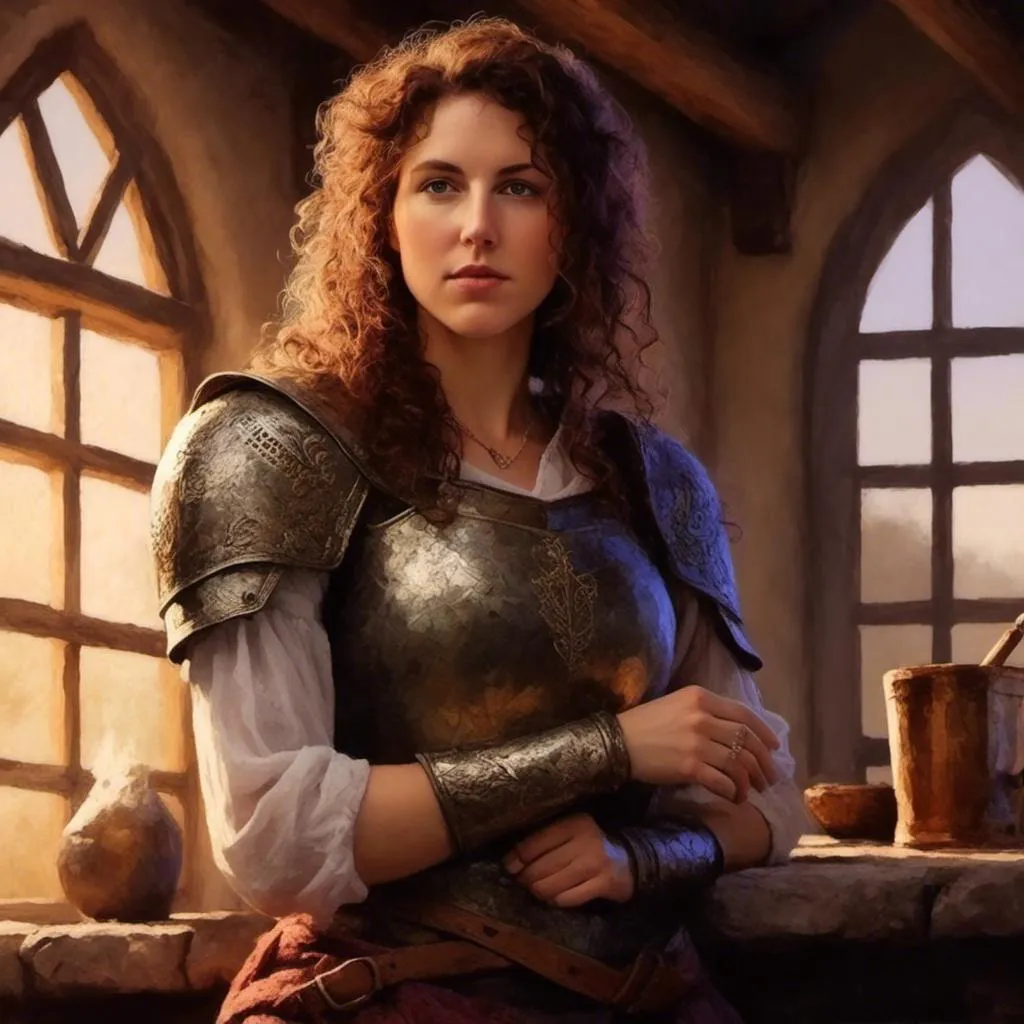 Prompt: <mymodel>  Warrior woman, ,strong female character,  post battle drink, Armor, battle ready, fantasy , high-res, detailed fantasy illustration, realistic fantasy art, medieval style, Tavern, dramatic lighting, fierce expression, intense eyes, powerful stance, fantasy warrior, strong female character, professional digital art, epic fantasy scene