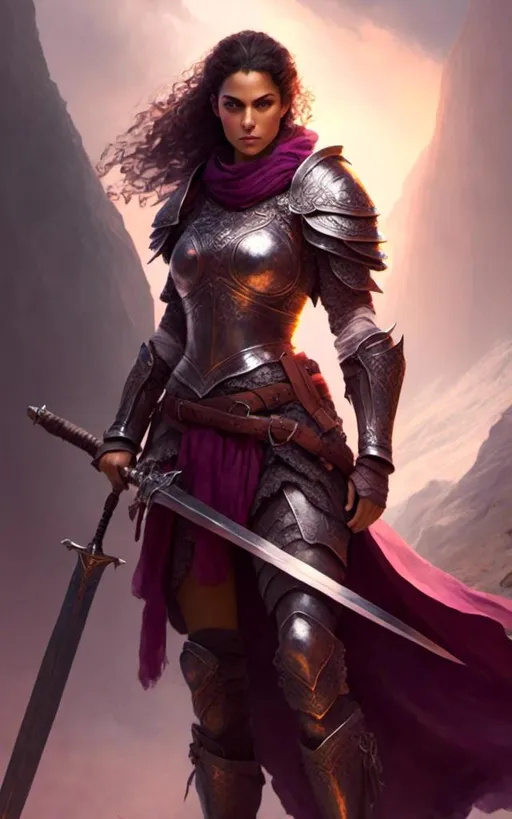 Prompt: <mymodel> Warrior woman, fully covered armor, dual swords, fantasy, high-res, detailed fantasy illustration, realistic fantasy art, medieval style, battle-ready, dramatic lighting, fierce expression, intricate armor design, intense eyes, powerful stance, fantasy warrior, detailed weaponry, strong female character, professional digital art, epic fantasy scene