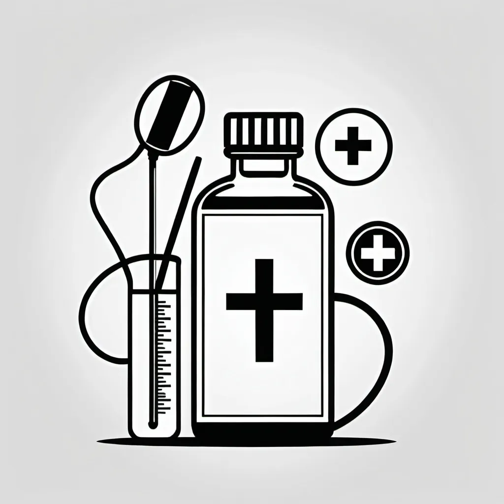 Prompt: Medicine and health, Minimal illustration, black and white