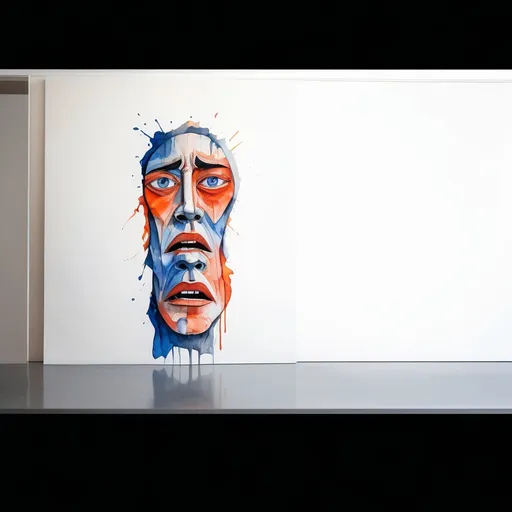 Prompt: "Expressionist watercolor painting of a human face split into three horizontal sections. Each section shows distorted, emotional facial expressions — crying eyes, angry eyes, hollow expressions. A surreal hand from above is gripping the top of the head. The style is raw, abstract, and emotional, with vivid brush strokes in orange, blue, red, and black. Background is white. The mood is intense and psychological, perfect for a book cover on heartbreak or inner conflict. No text."




