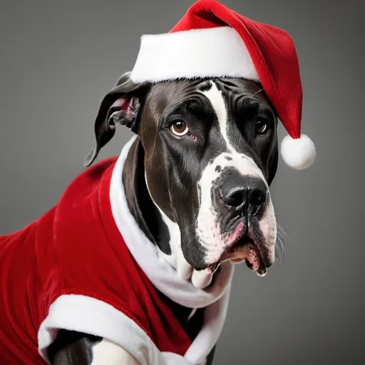 Prompt: Great dane santa