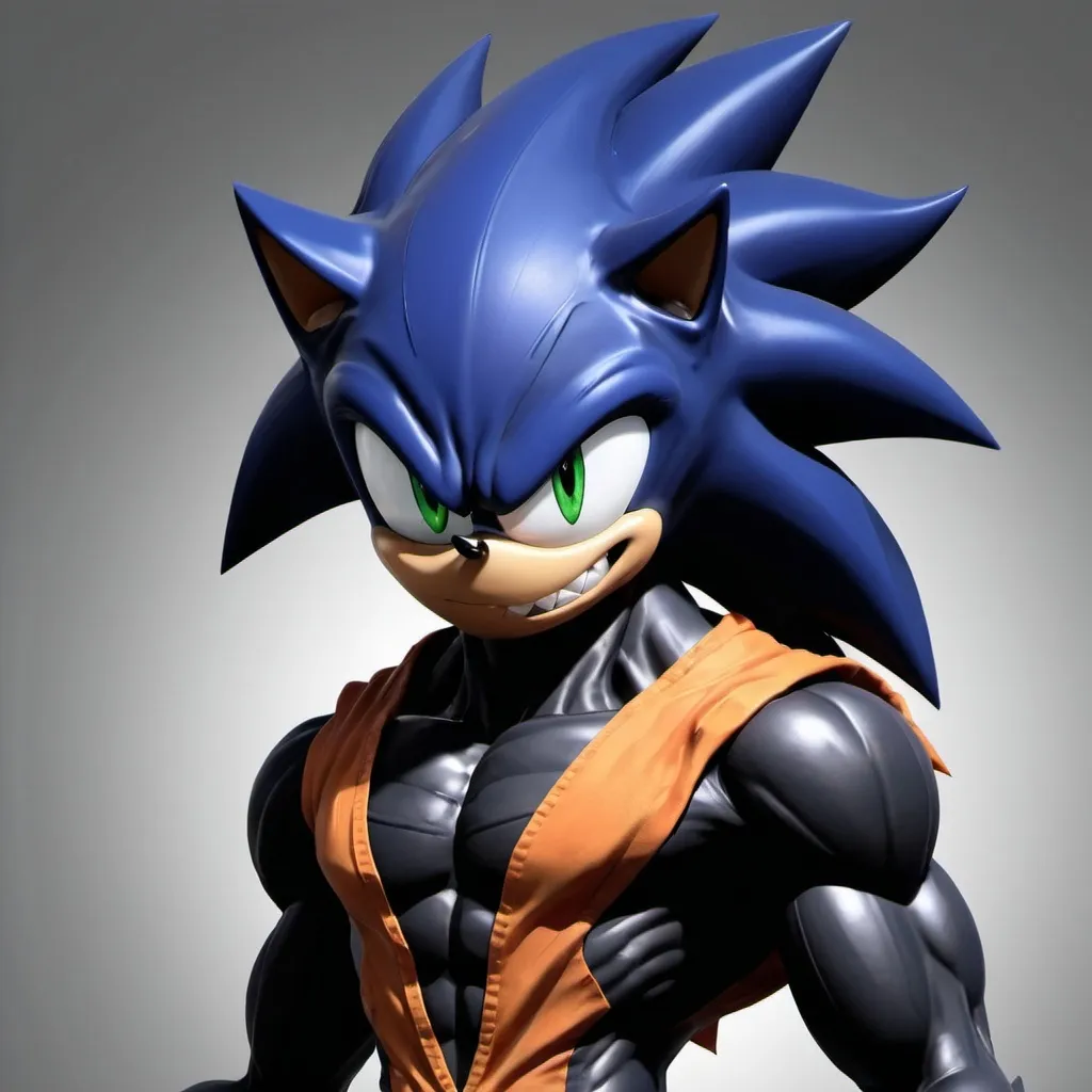 Prompt: shadow(sonic) x venom x goku in one character 