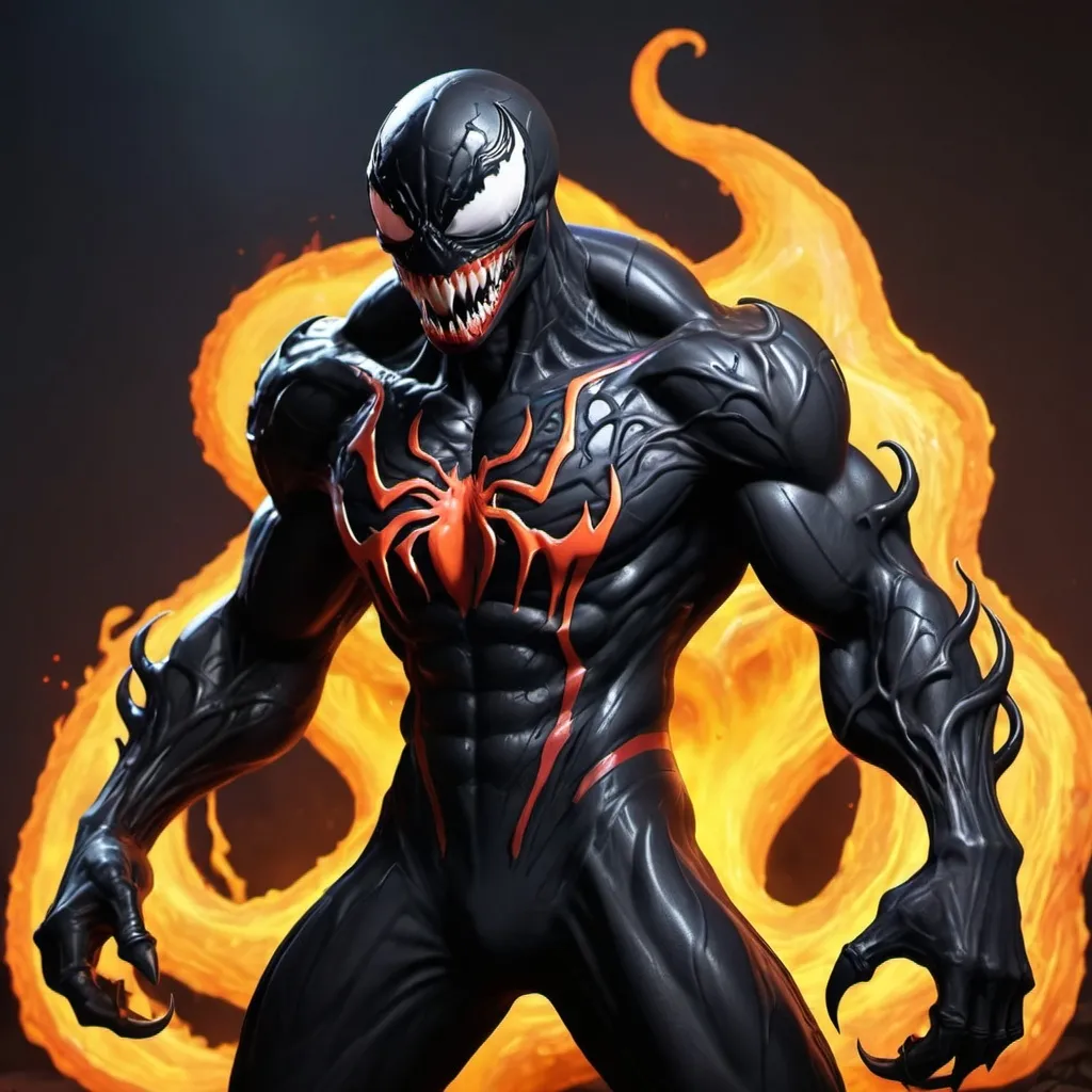 Prompt: Shadow as venom lava skin