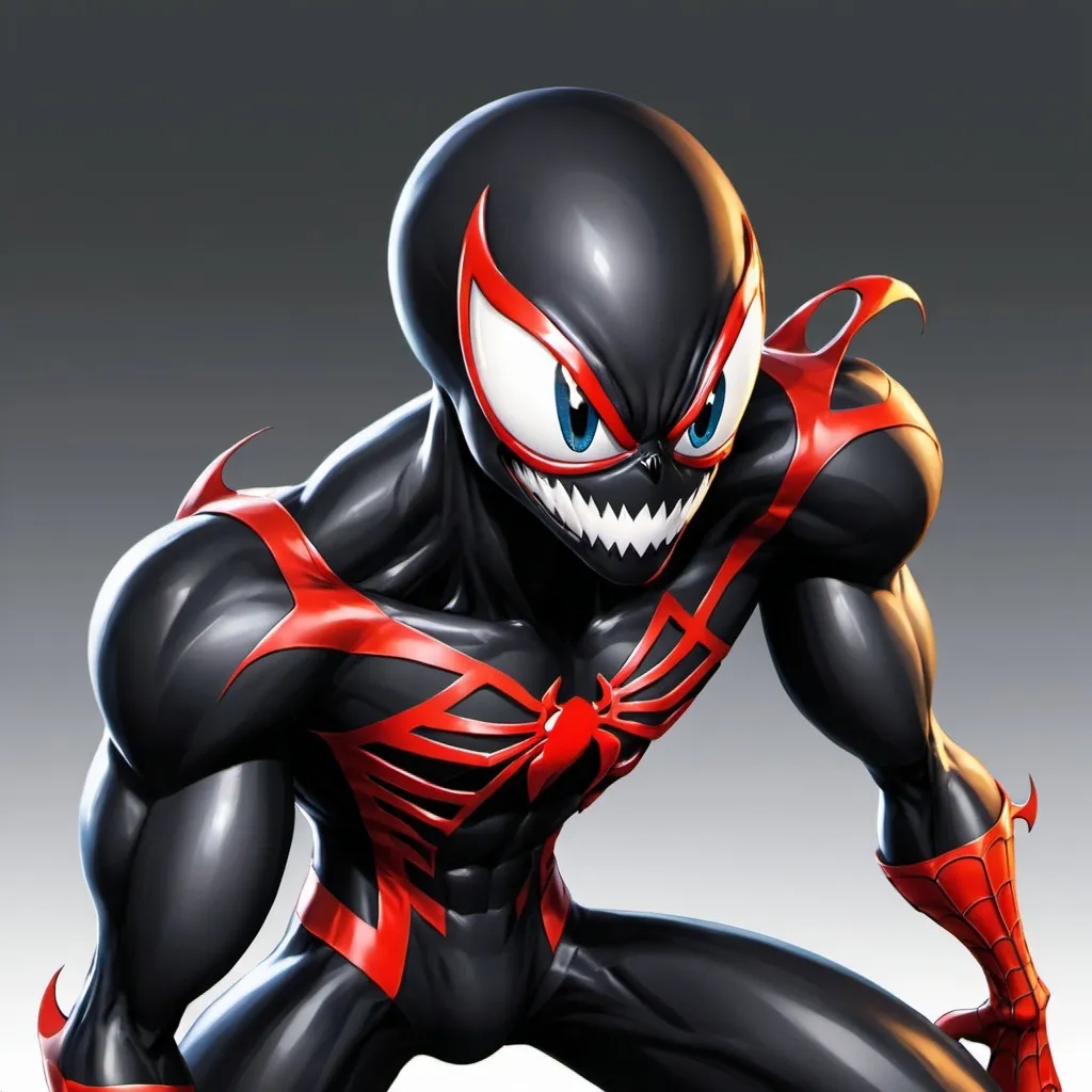 Prompt: shadow(sonic) x venom x Spider-Man in one character 