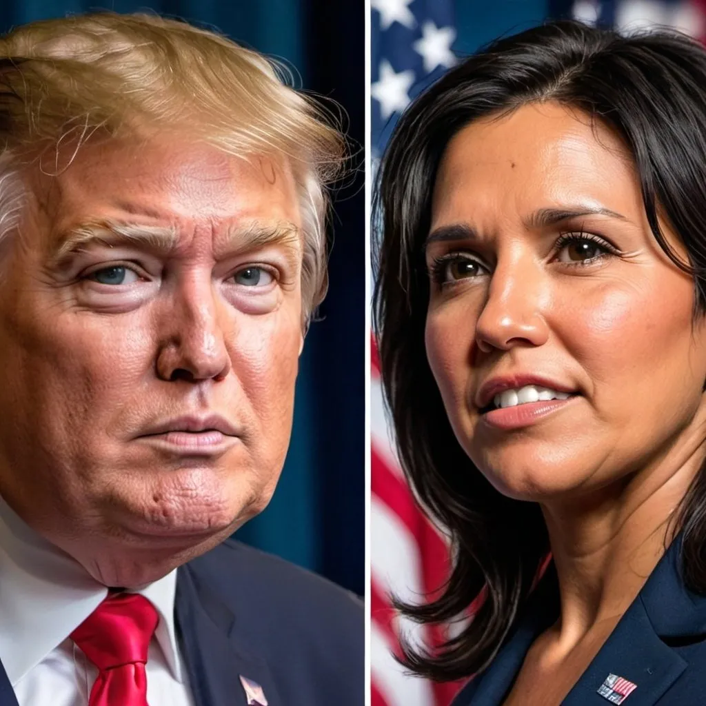 Prompt: Donald Trump and Tulsi GABBARD side by side