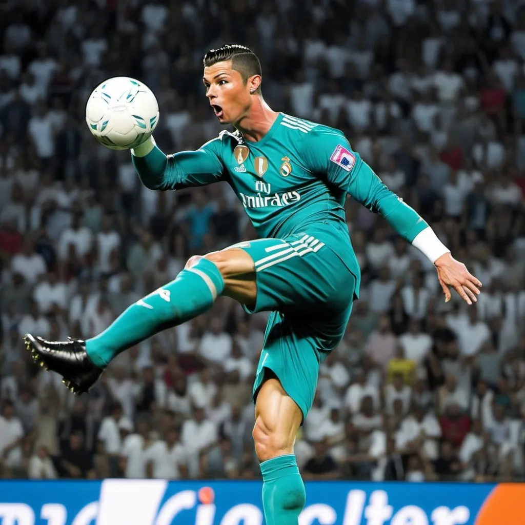 Prompt: Cristiano ronaldo fà gool in rovescista su giove

