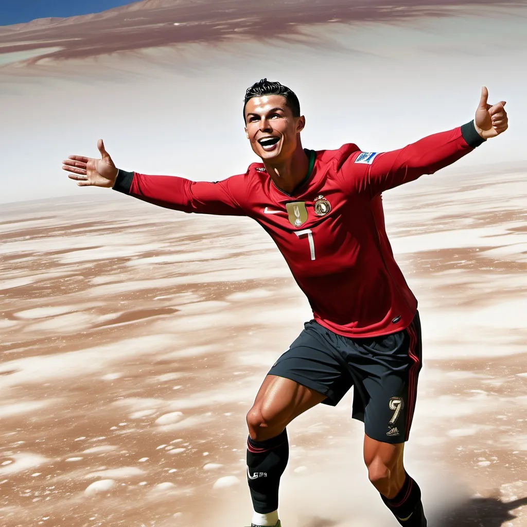 Prompt: Cristiano ronaldo esulta su giove siuuuuum

