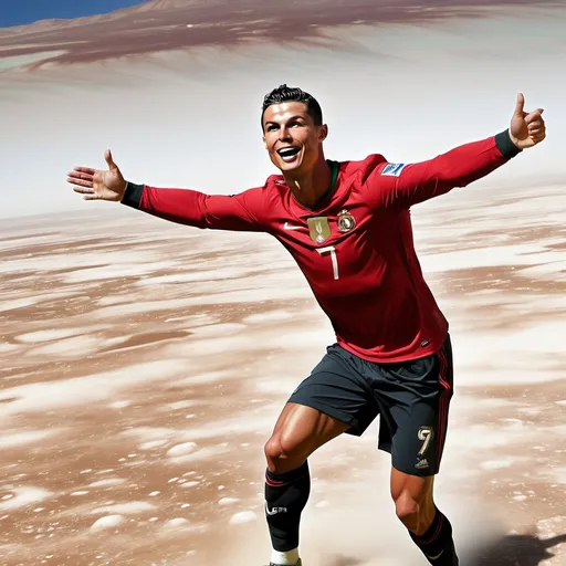 Prompt: Cristiano ronaldo esulta su giove siuuuuum

