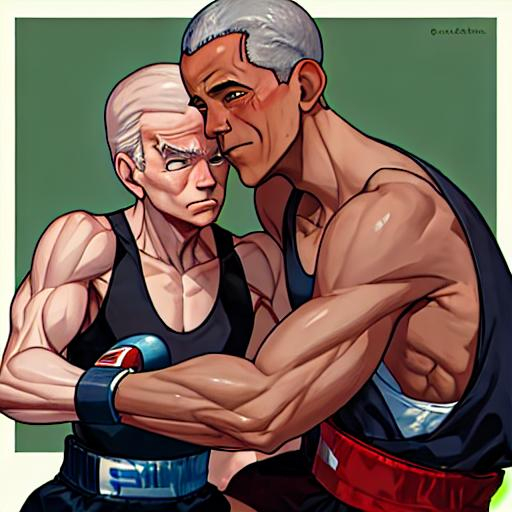 Prompt: Barack Obama boxing Joe Biden, baki artstyle