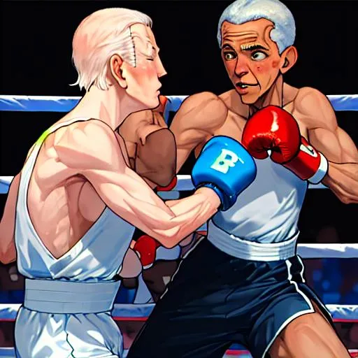 Prompt: Barack Obama boxing Joe Biden, baki artstyle