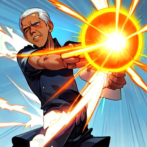 Prompt: Barack Obama firing a Kamehameha at Joe Biden , High detailed 