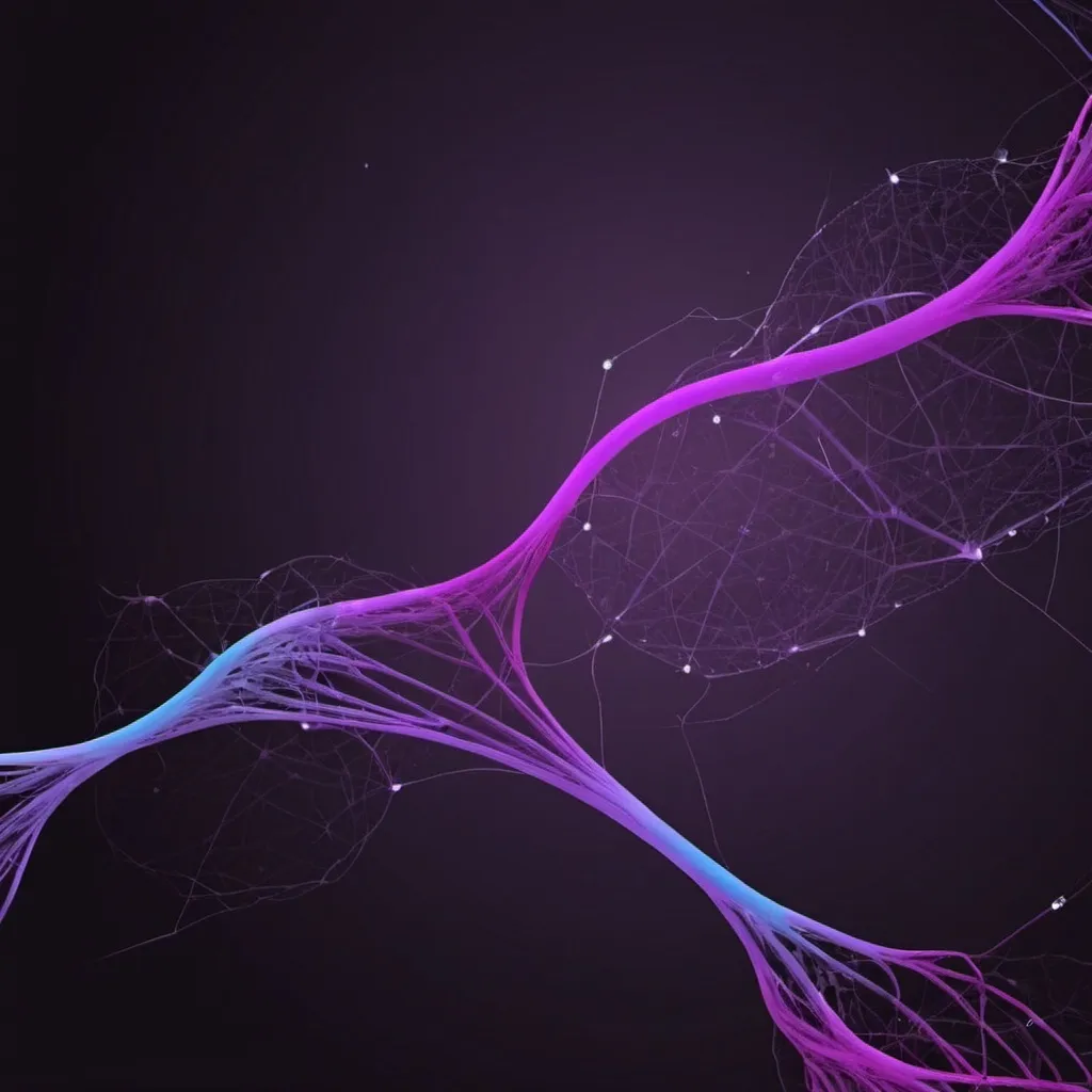 Prompt: crea un fondo de pantalla paraa caraatula paraa unaa presentacion de pporwer point de color plomo oscuro con lineas de color morado y degradé de rosaado y celeste representando conecxiones neuronales que se vean teclogicas
