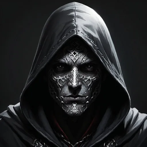 Prompt: Hooded Stranger for DND whose face is cast in shadows