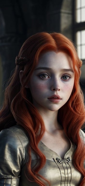 Prompt: Baby Targaryen princess with auburn hair, 