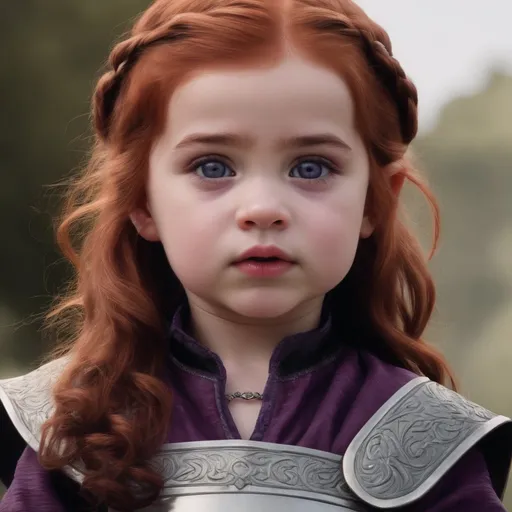 Prompt: Baby Targaryen princess with auburn hair and purple eyes