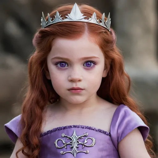 Prompt: Baby Targaryen princess with auburn hair and purple eyes