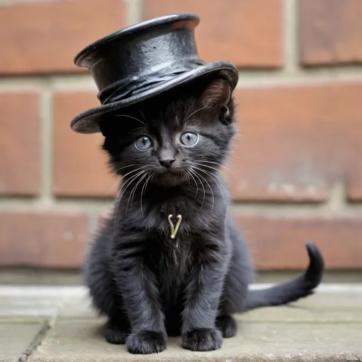 Prompt: Victorian chimney sweeper but its a kitten