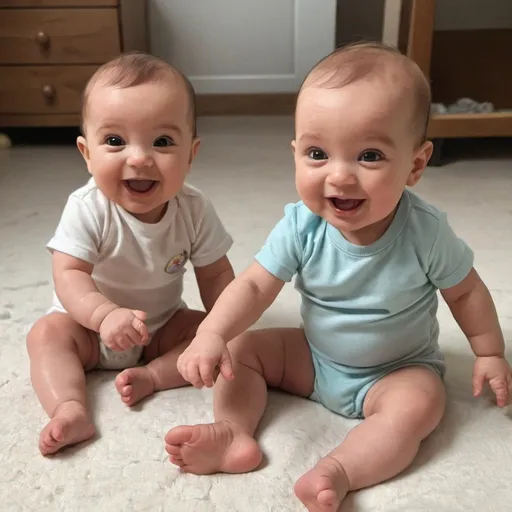 Prompt: Happy babies playing together 