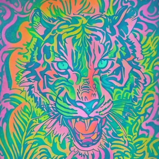 Prompt: Add a vintage tattoo style tiger and make this the background. 