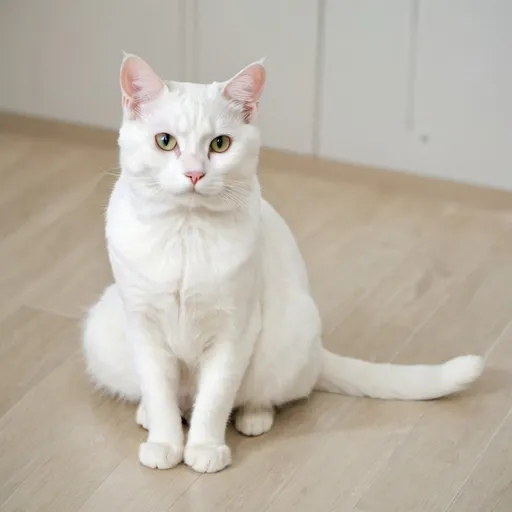 Prompt: a white 
cat sitting on the floor