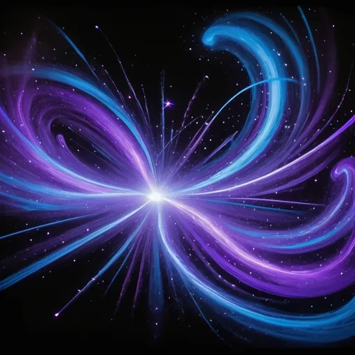 Prompt: Galactic light painting on a black backdrop, vibrant purple and baby blue hues, cosmic graffiti with stars, neon colors, luscious stars, high quality, long exposure photography, ethereal atmosphere, detailed thickness, atmospheric lighting, cosmic, vibrant colors, neon, space art, surreal, celestial, cosmic graffiti, night sky, professional, atmospheric lighting