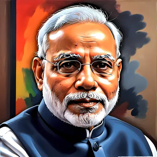 Prompt: narendra modi painting in picaso style