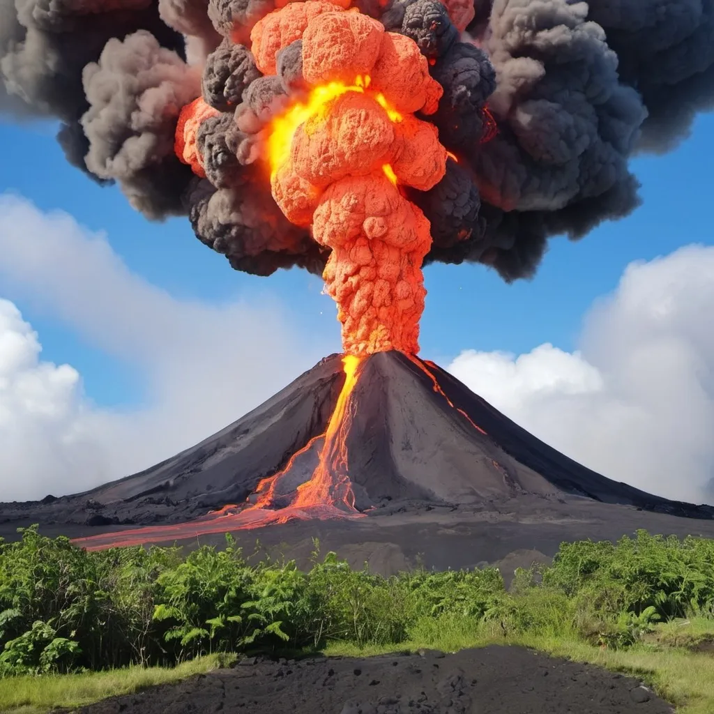 Prompt: volcano go boom