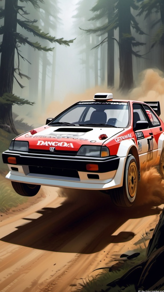 Prompt: dungeons and dragons fantasy art Honda Civic EF Rally car