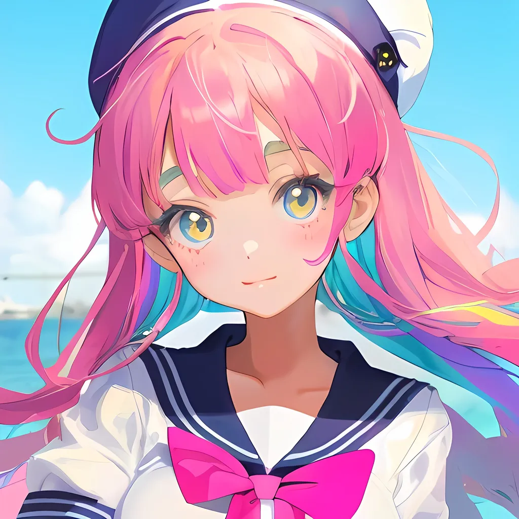 Prompt: cute sailor uniform colorful girl