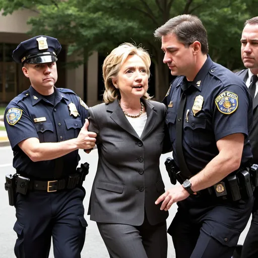 Prompt: Hilary Clinton being arrested by the FBI