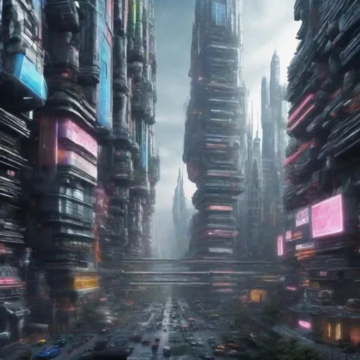 Prompt: Infinite cyber city photo realistic make the viewer feel small
