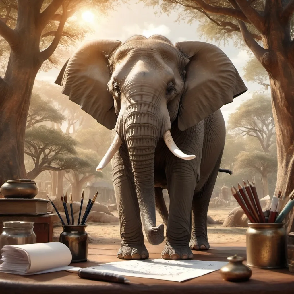 Prompt: Elephant writing letter