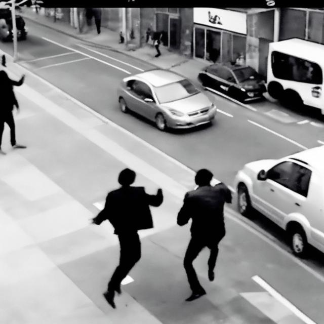 Prompt: guy gets jumped
 cctv