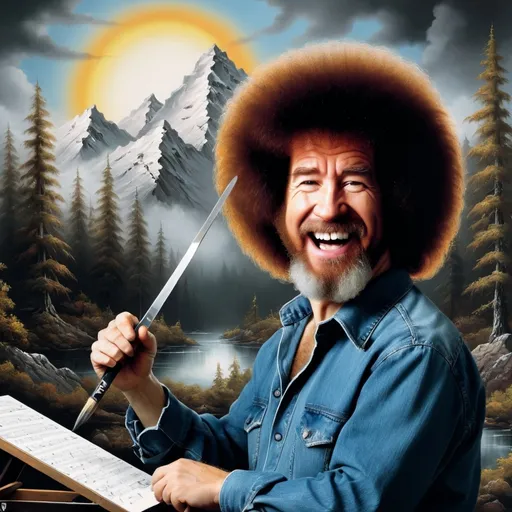 Prompt: heavy metal bob ross