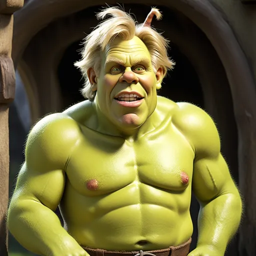 Prompt: Shrek and Gary Busey had a baby