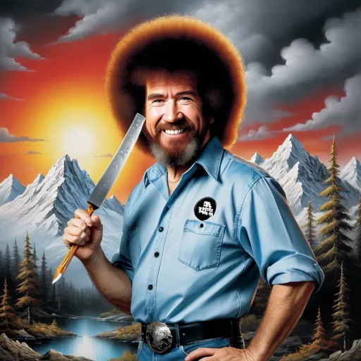 Prompt: heavy metal bob ross