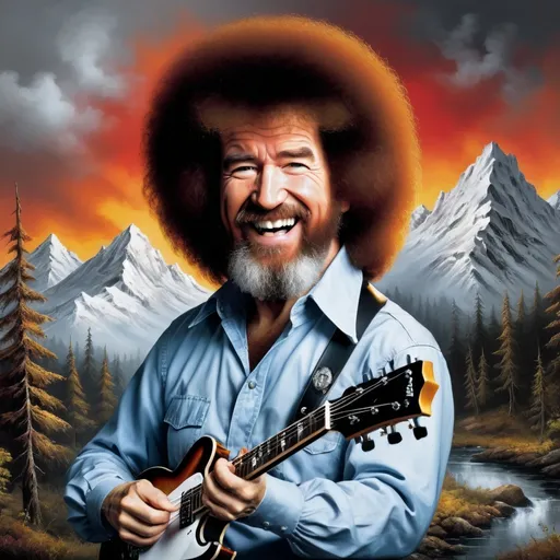 Prompt: heavy metal bob ross