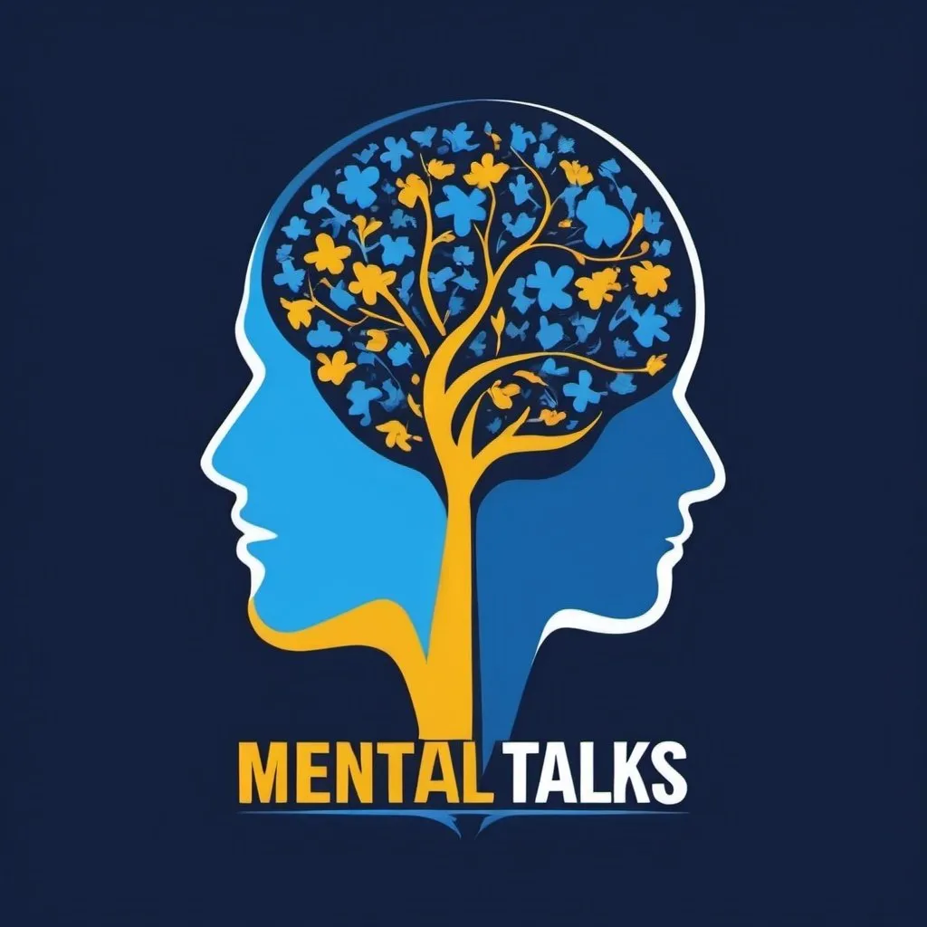 Prompt: buatkan saya logo dari bisnis kesehatan mental bernama mental talks dengan kombinasi warna biru dan berfilosofi oyang sangat mendalam 