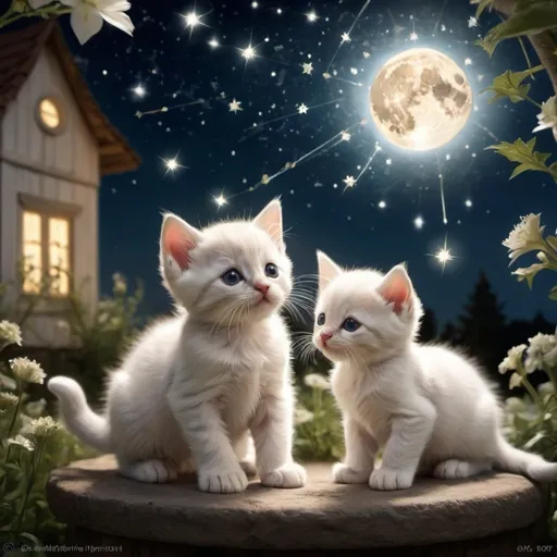 Prompt: /imagine prompt: Beneath a canopy of twinkling stars, the feline haven of "na životech koťátek stále záleží" comes to life. The night sky is alive with shimmering constellations, casting a celestial glow over the peaceful sanctuary where kittens frolic and play. Soft moonlight bathes the scene in a silvery sheen, illuminating the graceful movements of the kittens as they explore their starlit paradise. The image is rendered with a dreamlike quality, blending reality with fantasy to create a serene and magical atmosphere. The mood is one of tranquility and harmony, as viewers are invited to immerse themselves in this enchanting world where kittens and stars coexist in perfect balance. --ar 16:9 --v 5 --q 2





