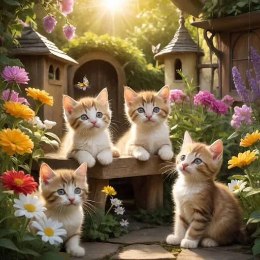 Prompt: In the whimsical world of "na životech koťátek stále záleží," a magical garden of whiskers blooms in full splendor. The scene is bathed in a soft, golden light, casting a warm glow over the lush garden filled with vibrant flowers and playful kittens. Each kitten has a unique set of whiskers that glisten in the sunlight, adding a touch of enchantment to the scene. The image is rendered with a blend of fantasy and realism, capturing the whimsy and charm of this magical garden. The mood is one of joy and wonder, as viewers are transported to a world where the beauty of nature and the innocence of kittens intertwine harmoniously. --ar 16:9 --v 5 --q 2




