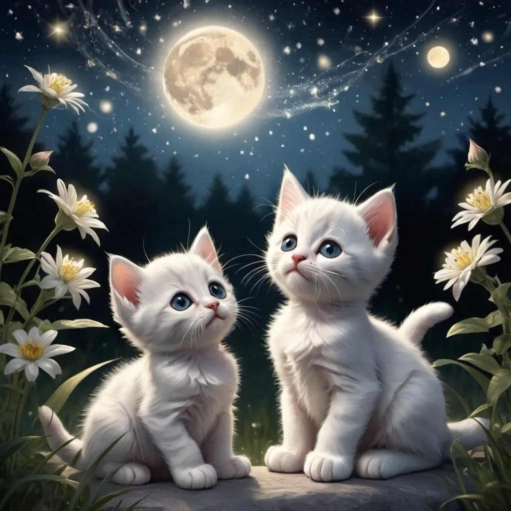 Prompt: /imagine prompt: Beneath a canopy of twinkling stars, the feline haven of "na životech koťátek stále záleží" comes to life. The night sky is alive with shimmering constellations, casting a celestial glow over the peaceful sanctuary where kittens frolic and play. Soft moonlight bathes the scene in a silvery sheen, illuminating the graceful movements of the kittens as they explore their starlit paradise. The image is rendered with a dreamlike quality, blending reality with fantasy to create a serene and magical atmosphere. The mood is one of tranquility and harmony, as viewers are invited to immerse themselves in this enchanting world where kittens and stars coexist in perfect balance. --ar 16:9 --v 5 --q 2




