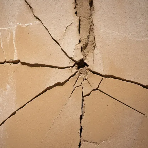 Prompt: Cracked,  rushed plaster, lines, spiderwebbed cracks, scuffed, grainy, sandstone, worn