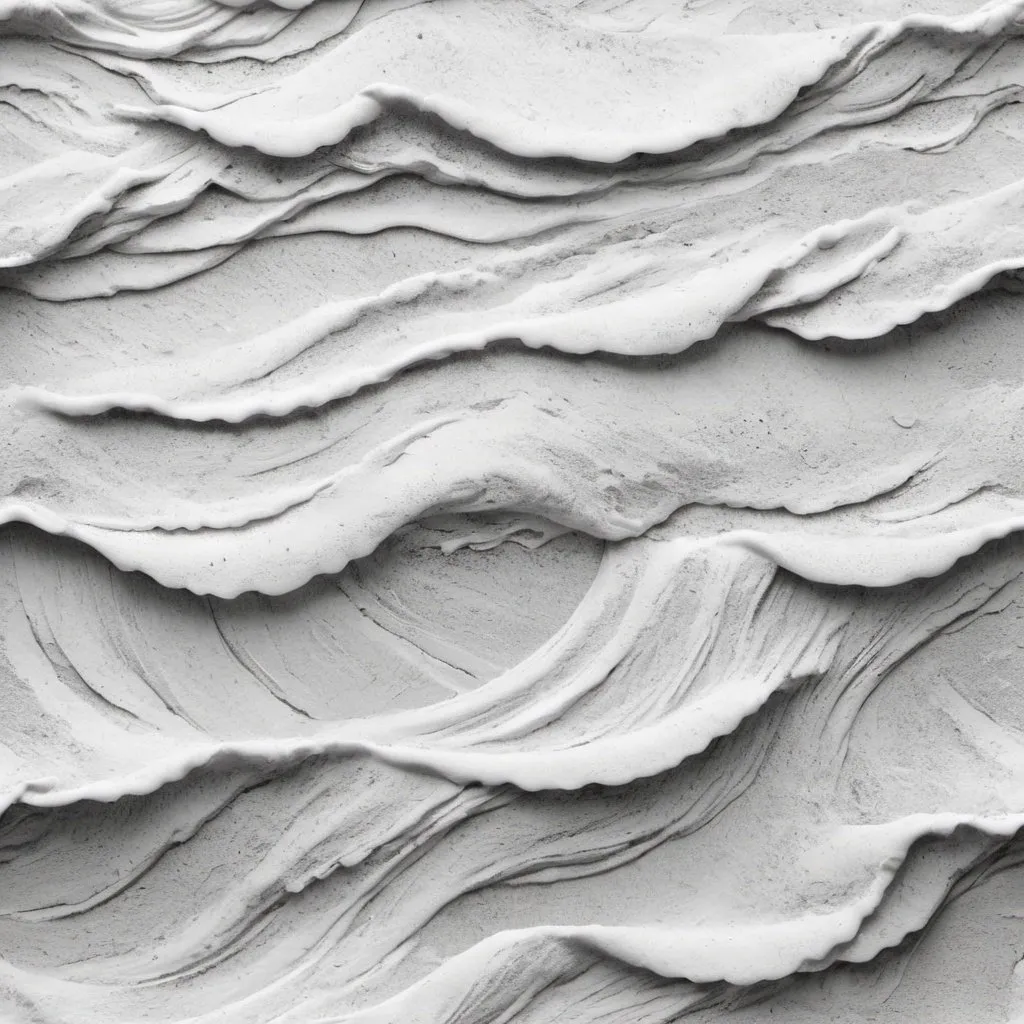 Prompt: Monochrome repeating plaster ocean waves texture, grainy, pitted, crumbling, high contrast, detailed texture