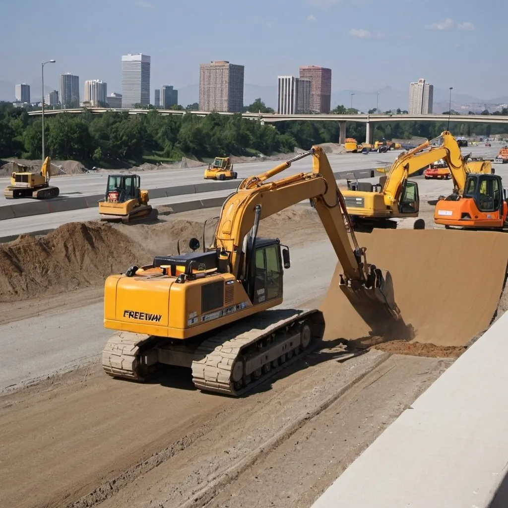Prompt: construction equipment building a freeway