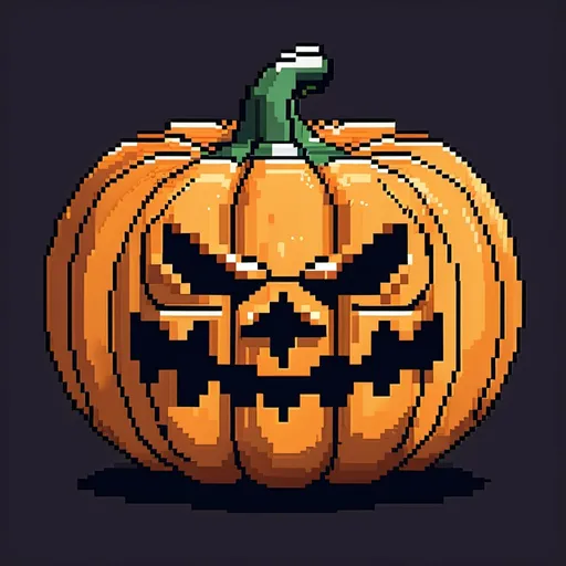 Prompt: Scary Halloween pumpkin pixel art (without shadows)