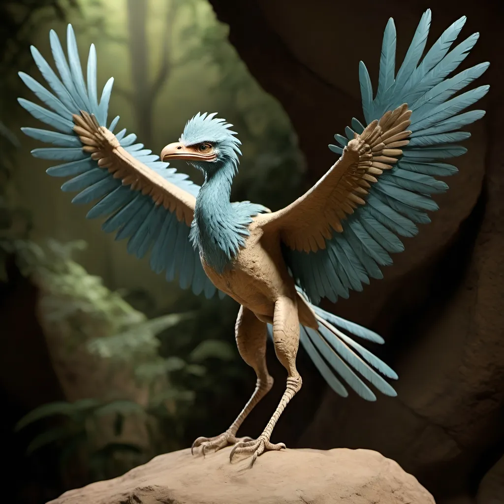 Prompt: Archaeopteryx had some features in common with the birds of today. It had broad feathered wings and a small body, roughly the size of a magpie.

After comparing its eyes to those of modern birds and reptiles, experts concluded that Archaeopteryx was probably diurnal. 

Archaeopteryx had sharp teeth and a long, bony tail.