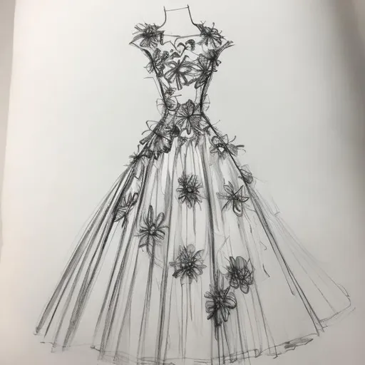 Prompt: A sketch of a flower dress
