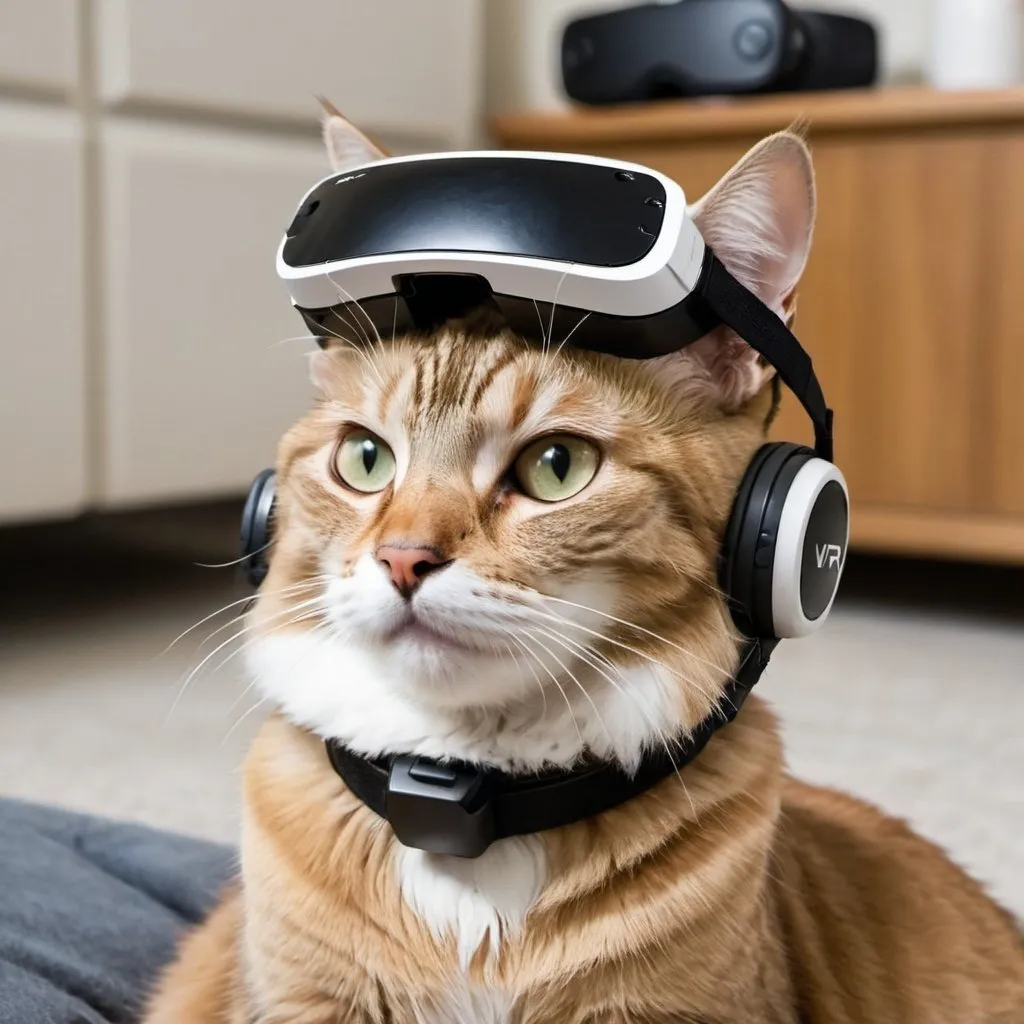 Prompt: a cat wearing a vr helmet