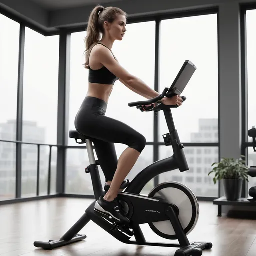 Prompt: give me three different exercise bikes. 1 basic, 1 mid-tier and 1 premium.

Mid-tier and premium are progressively advanced. A woman should riding them