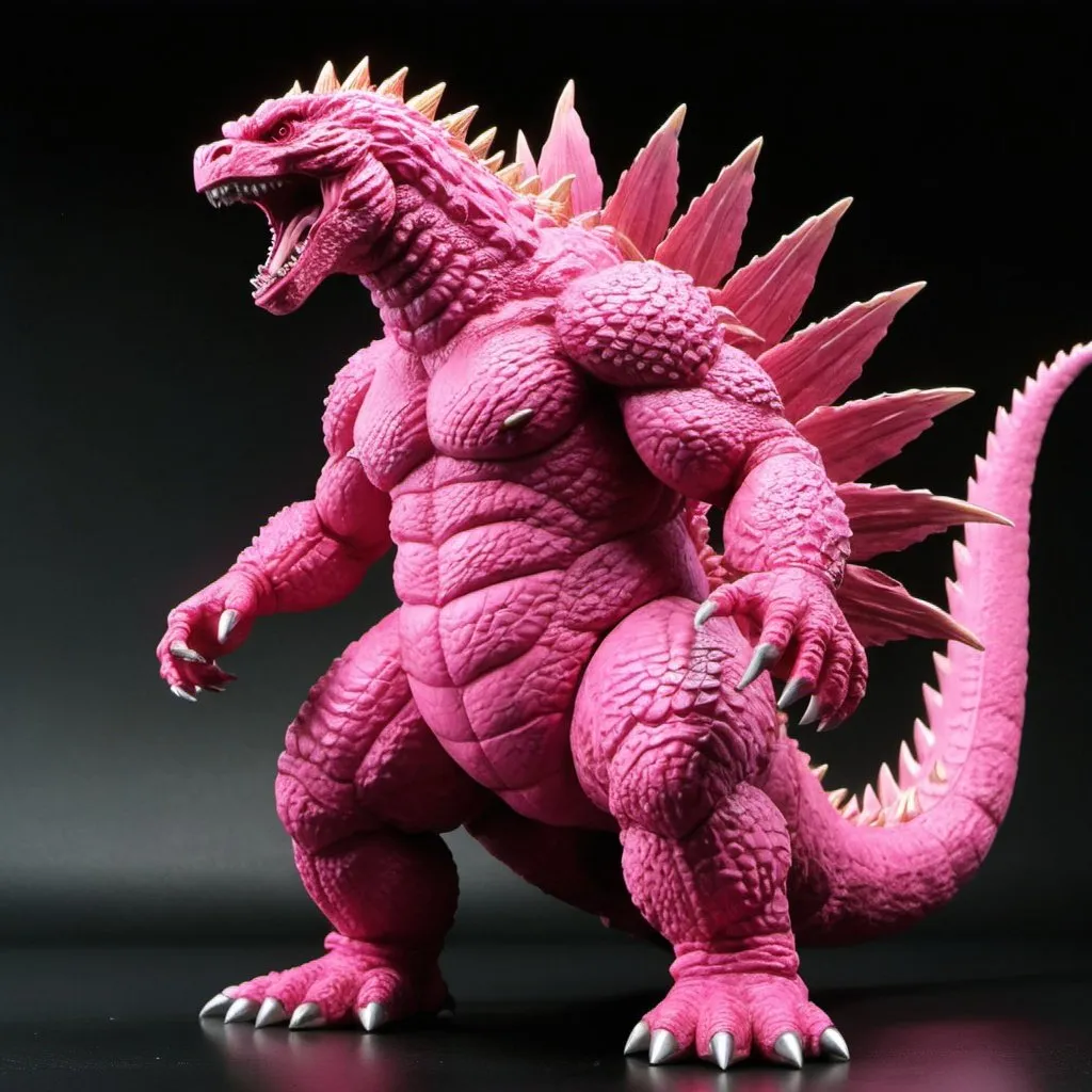 Prompt: pink scale Godzilla in his ultimate form
